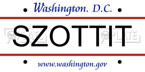 SZOTTIT District Of Columbia License Plate