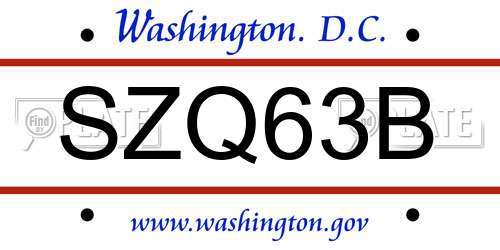 SZQ63B District Of Columbia License Plate