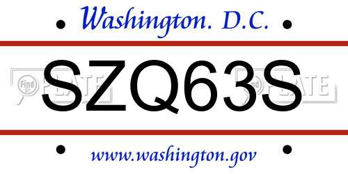SZQ63S District Of Columbia License Plate