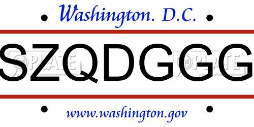 SZQDGGG District Of Columbia License Plate
