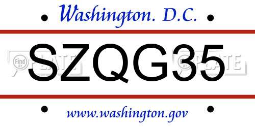 SZQG35 District Of Columbia License Plate