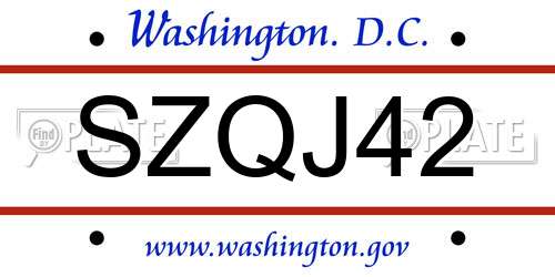 SZQJ42 District Of Columbia License Plate