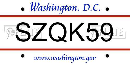 SZQK59 District Of Columbia License Plate