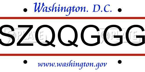 SZQQGGG District Of Columbia License Plate