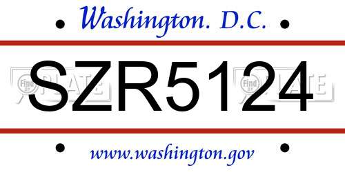 SZR5124 District Of Columbia License Plate