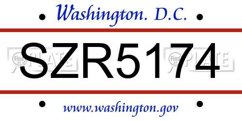 SZR5174 District Of Columbia License Plate