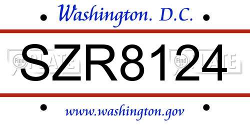 SZR8124 District Of Columbia License Plate