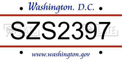 SZS2397 District Of Columbia License Plate