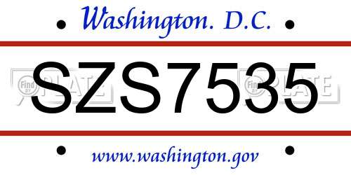 SZS7535 District Of Columbia License Plate
