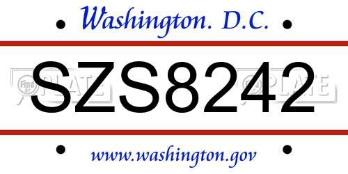 SZS8242 District Of Columbia License Plate