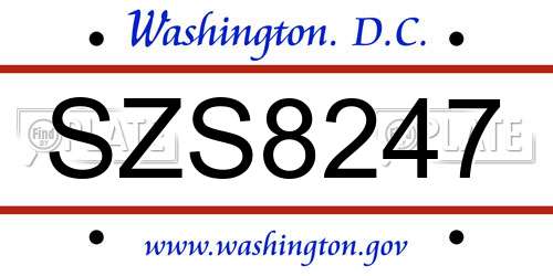 SZS8247 District Of Columbia License Plate