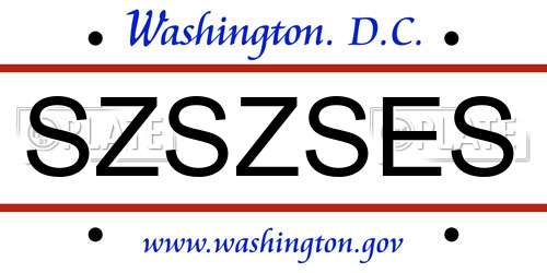 SZSZSES District Of Columbia License Plate