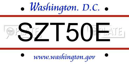 SZT50E District Of Columbia License Plate