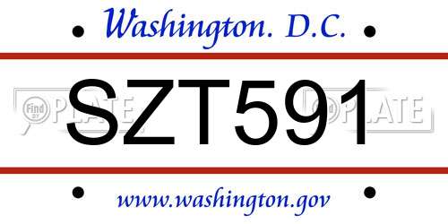 SZT591 District Of Columbia License Plate