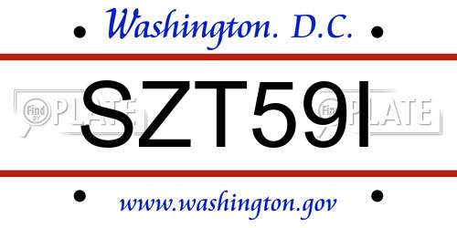 SZT59I District Of Columbia License Plate
