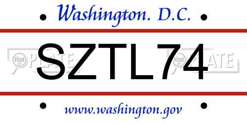 SZTL74 District Of Columbia License Plate