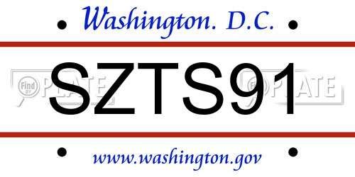 SZTS91 District Of Columbia License Plate