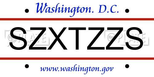 SZXTZZS District Of Columbia License Plate