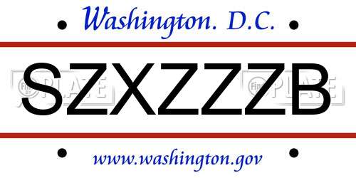 SZXZZZB District Of Columbia License Plate