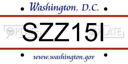 SZZ15I District Of Columbia License Plate