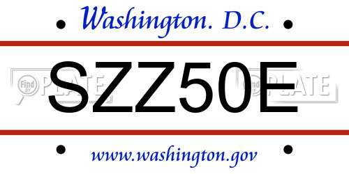 SZZ50E District Of Columbia License Plate