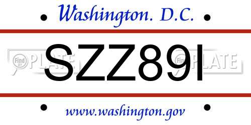 SZZ89I District Of Columbia License Plate