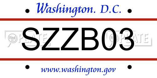 SZZB03 District Of Columbia License Plate