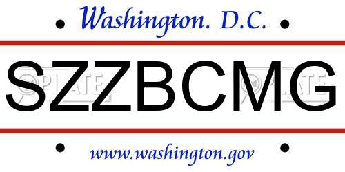 SZZBCMG District Of Columbia License Plate