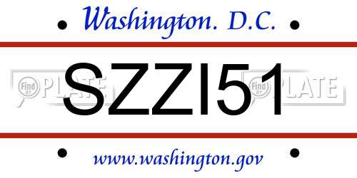 SZZI51 District Of Columbia License Plate