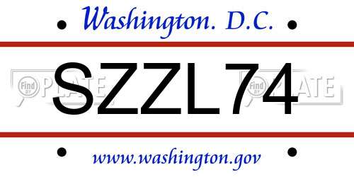 SZZL74 District Of Columbia License Plate