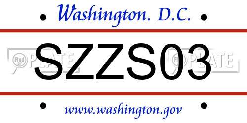 SZZS03 District Of Columbia License Plate