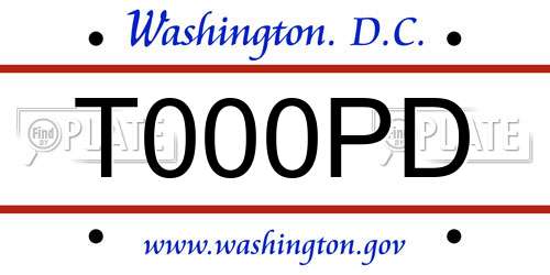 T000PD District Of Columbia License Plate