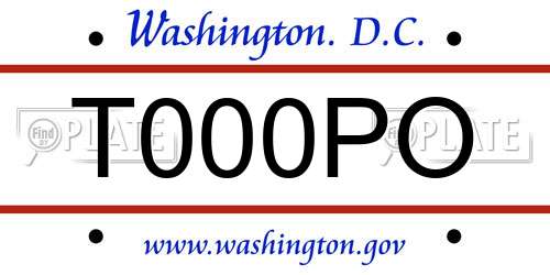 T000PO District Of Columbia License Plate
