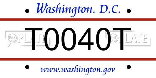 T0040T District Of Columbia License Plate