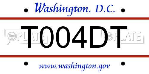 T004DT District Of Columbia License Plate