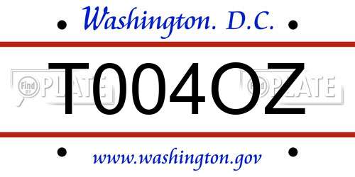 T004OZ District Of Columbia License Plate