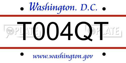 T004QT District Of Columbia License Plate