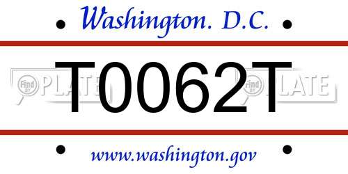 T0062T District Of Columbia License Plate