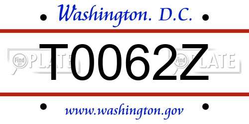 T0062Z District Of Columbia License Plate