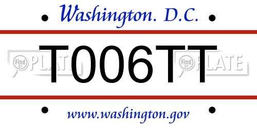 T006TT District Of Columbia License Plate