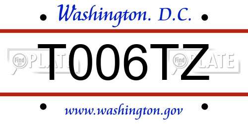 T006TZ District Of Columbia License Plate