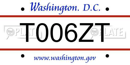 T006ZT District Of Columbia License Plate