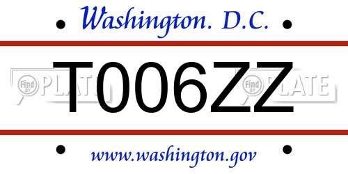T006ZZ District Of Columbia License Plate