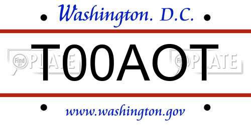 T00AOT District Of Columbia License Plate