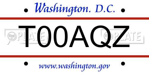 T00AQZ District Of Columbia License Plate