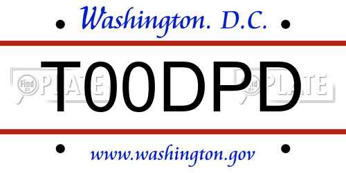 T00DPD District Of Columbia License Plate