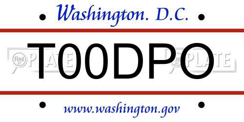 T00DPO District Of Columbia License Plate