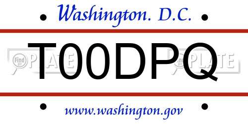 T00DPQ District Of Columbia License Plate