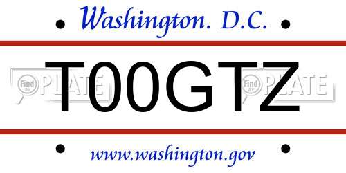 T00GTZ District Of Columbia License Plate
