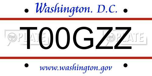 T00GZZ District Of Columbia License Plate